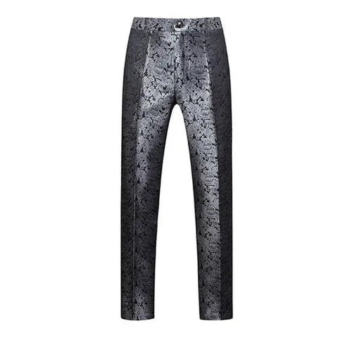 The Emilian Jacquard Slim Fit Dress Suit Pants Trousers Walter Dixxon Silver XS 