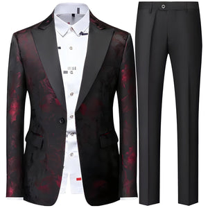 The Blaze Jacquard Slim Fit Two-Piece Suit - Multiple Colors WD Styles Red L 