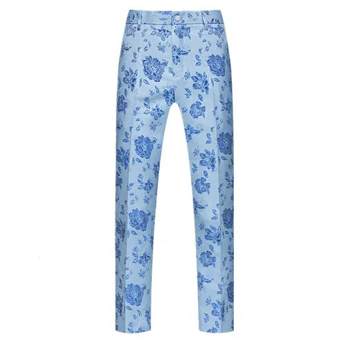 The Langston Embroidered Slim Fit Dress Suit Pants Trousers Walter Dixxon Light Blue S 