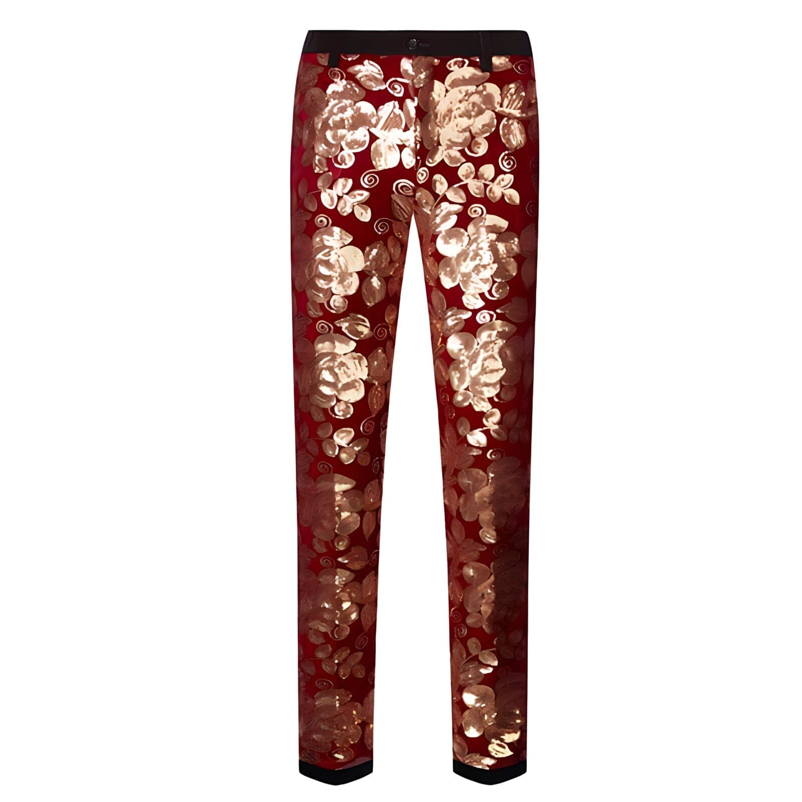 The Lexington Sequin Slim Fit Dress Suit Pants Trousers - Multiple Colors WD Styles Red Gold XS 