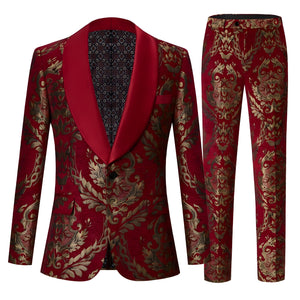 The Claret Jacquard Slim Fit Two-Piece Suit WD Styles XS 