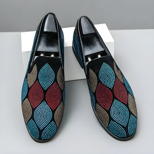 The Cassian Crystal Studded Suede Penny Loafers WD Styles US 6 / EU 38 