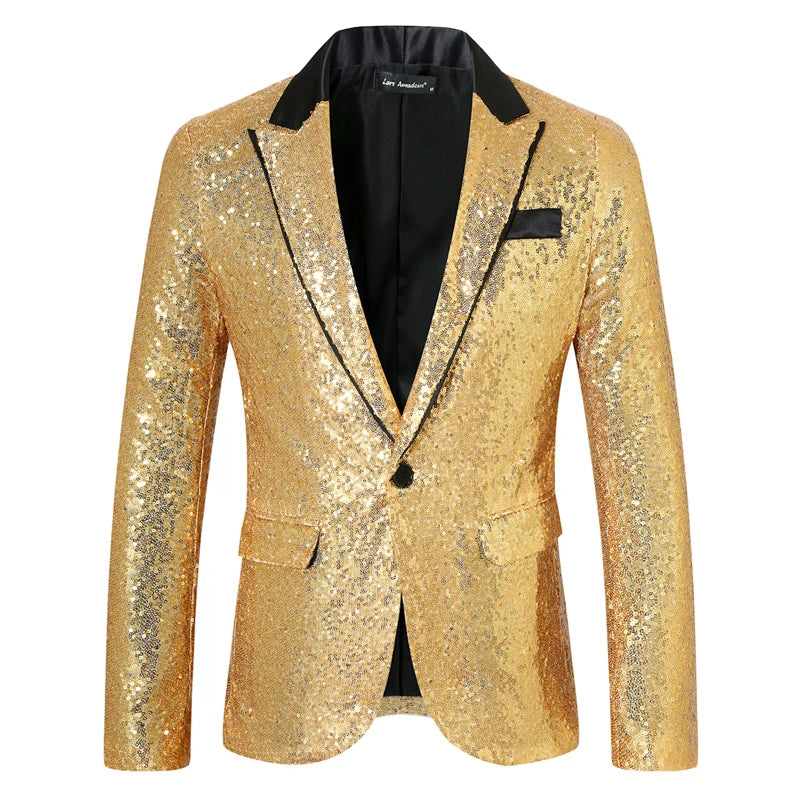 The Alcott Sequin Slim Fit Blazer Suit Jacket Walter Dixxon Gold S 