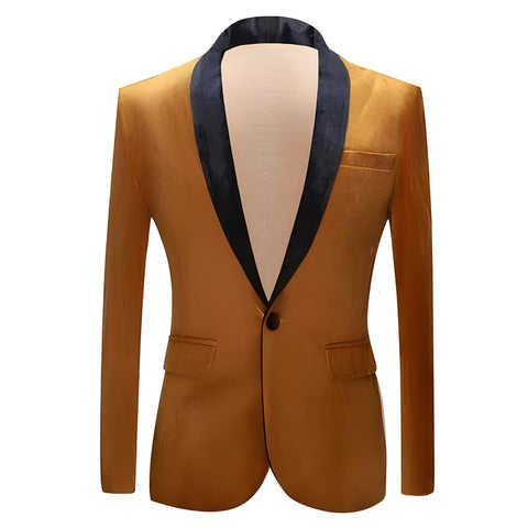 The Xavier Velvet Slim Fit Blazer Suit Jacket - Amber Shop5798684 Store M 