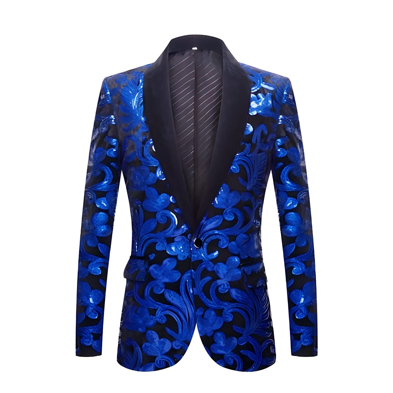 The Latimer Sequin Slim Fit Blazer Suit Jacket - Cobalt Blue Shop5798684 Store 3XL / 48R 