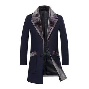 The Viktor Faux Fur Trench Coat - Navy William // David XS 