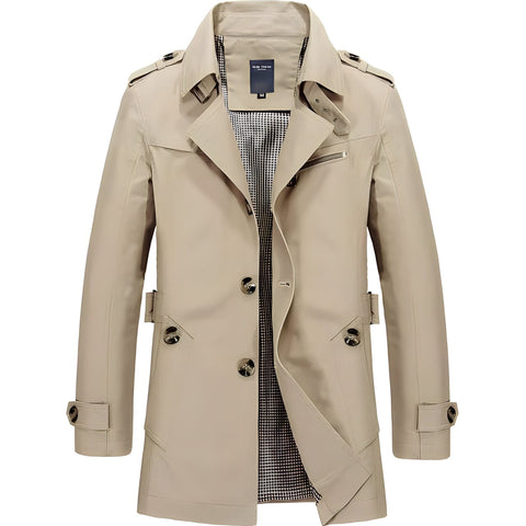 The Madison Long-Tail Trench Coat - Multiple Colors William // David Khaki S 