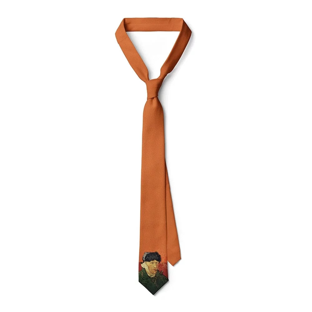 The Van Gogh Portrait Neck Tie - Orange WD Styles 